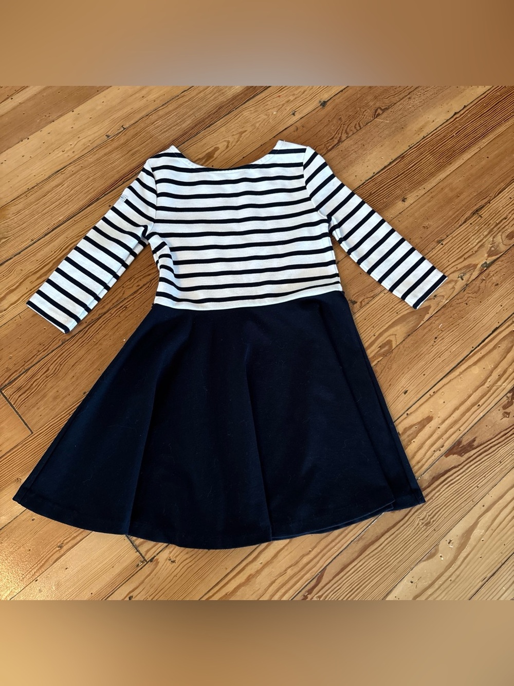 POLO Ralph Lauren  Girls Knit Dress  Small 7 Navy Blue Stripe Missing Belt/tie